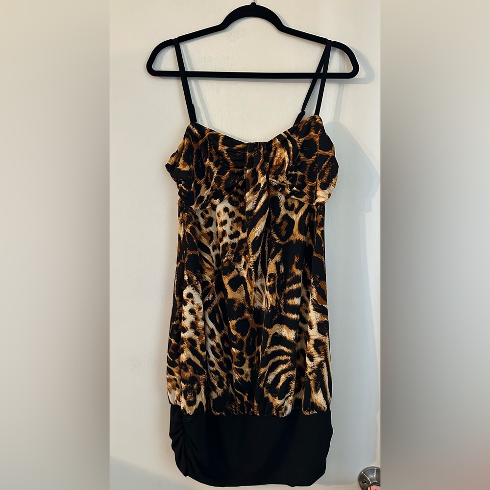 Leopard dress, adjustable spaghetti string straps, size XL